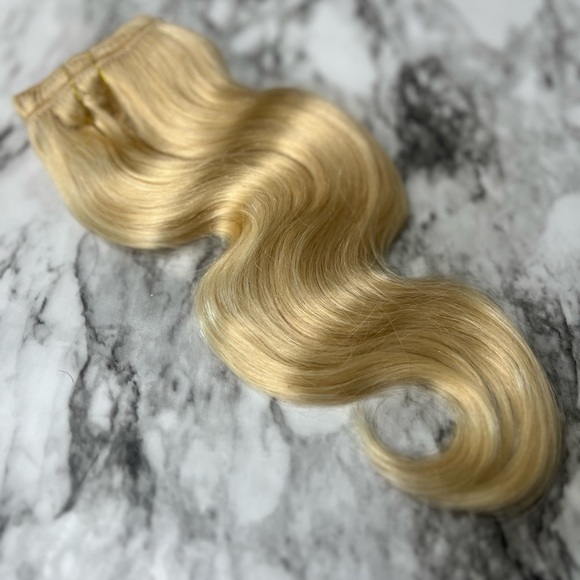 body Wave light Blonde #613 Human hair Clip in Extensions 14 Inch - Picture 1 of 6